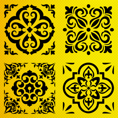 Damask Desen Stencil Şablon