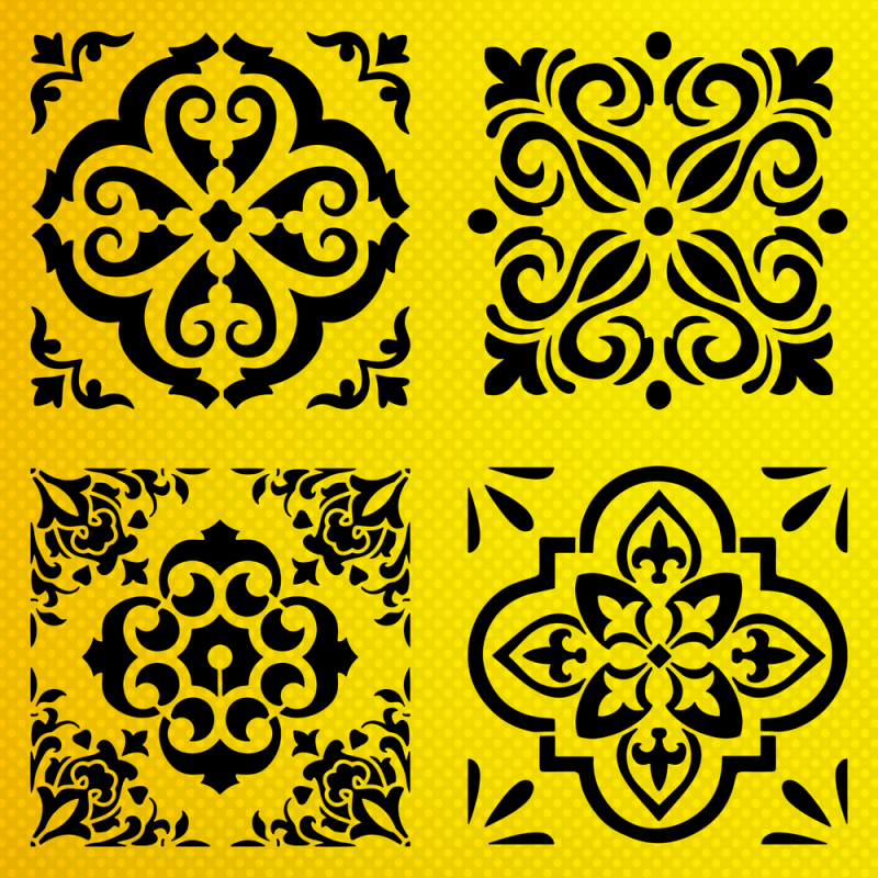 Damask Desen Stencil Şablon Damask Desen Stencil Şablon