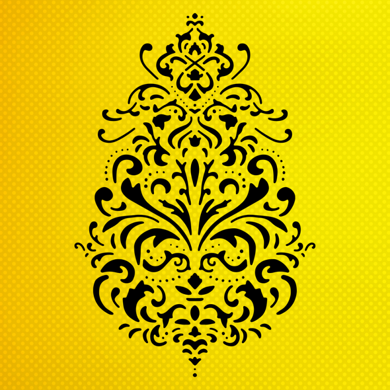 Damask Desen Stencil Şablon Damask Desen Stencil Şablon