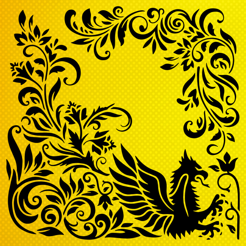 Damask Desen Stencil Şablon Damask Desen Stencil Şablon