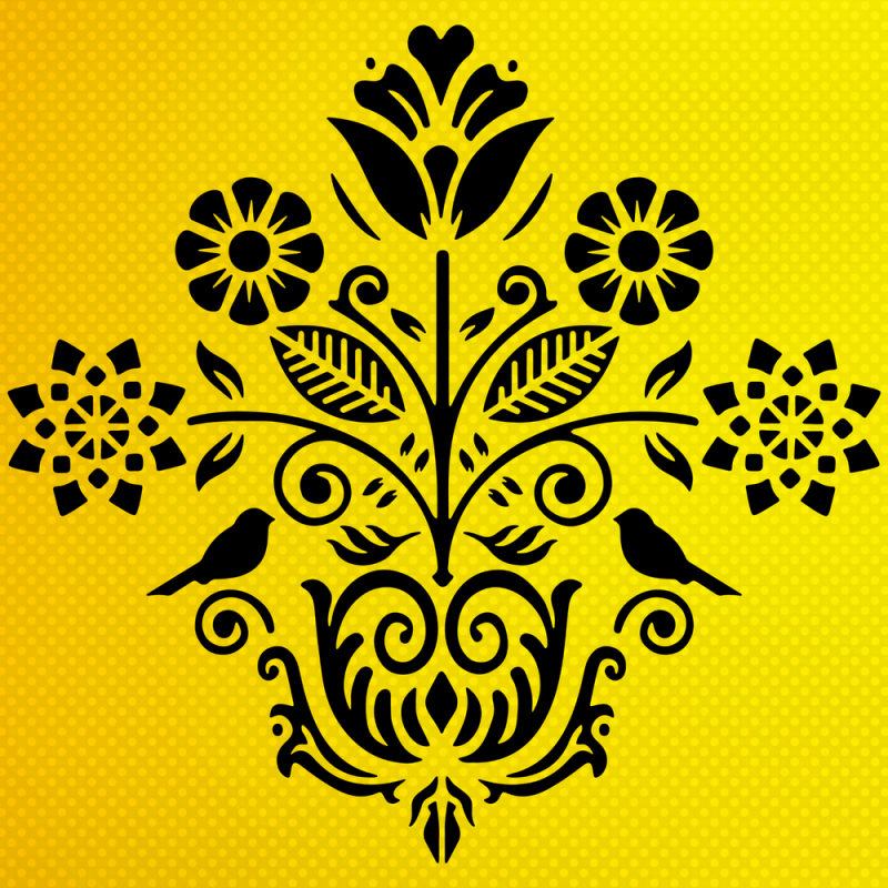 Damask Desen Stencil Şablon Damask Desen Stencil Şablon