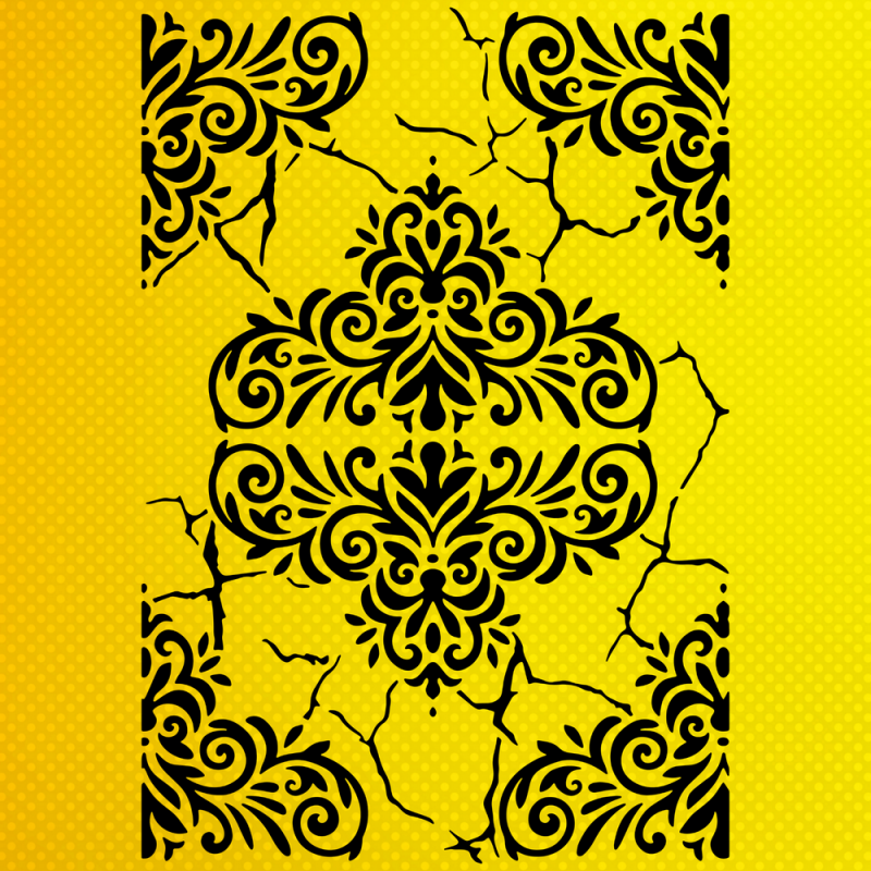 Damask Desen Stencil Şablon Damask Desen Stencil Şablon