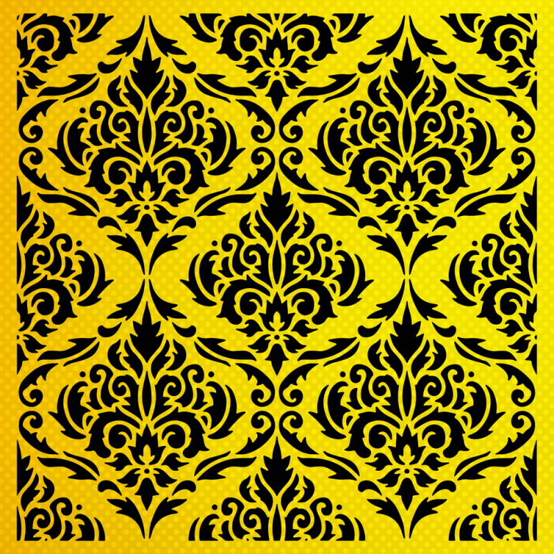 Damask Desen Stencil Şablon