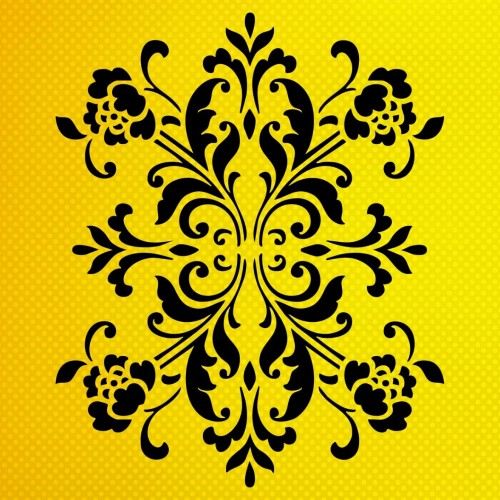 Damask Çiçek Deseni Stencil Şablon