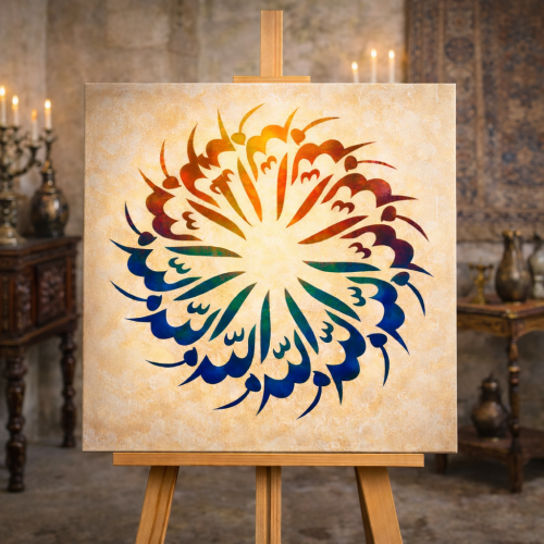 Allah Deseni Hat Sanatı Stencil Şablon