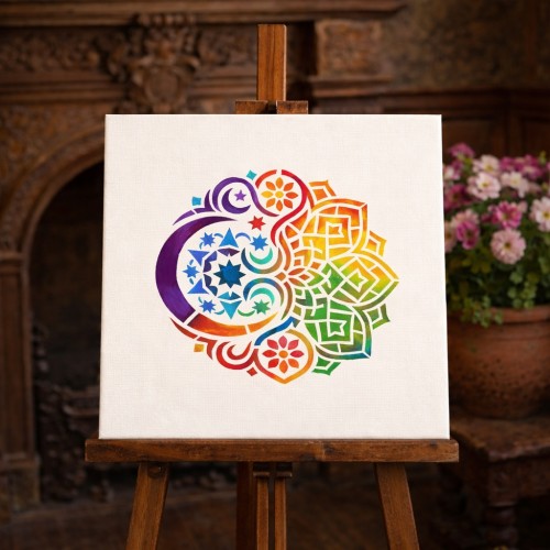 İslami Mandala Deseni Stencil Şablon