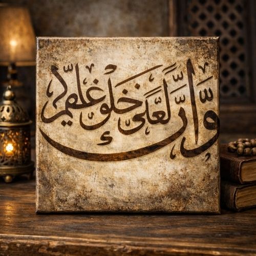 Kalem Suresi'nin 4. Ayet Hat Sanatı Stencil Şablon