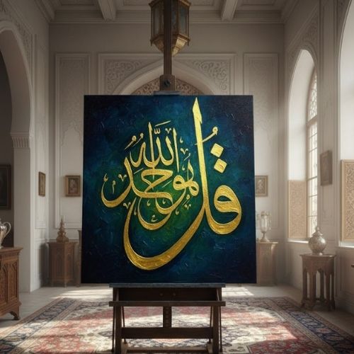 İhlas Suresi 1. Ayet Hat Sanatı Stencil Şablon