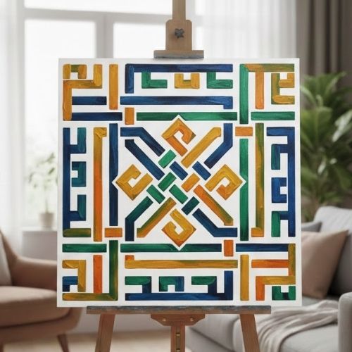 Elhamdülillah Kufi Deseni Stencil Şablon