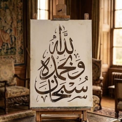 Sübhânallâhi ve Bihamdihî Hat Sanatı Stencil Şablon