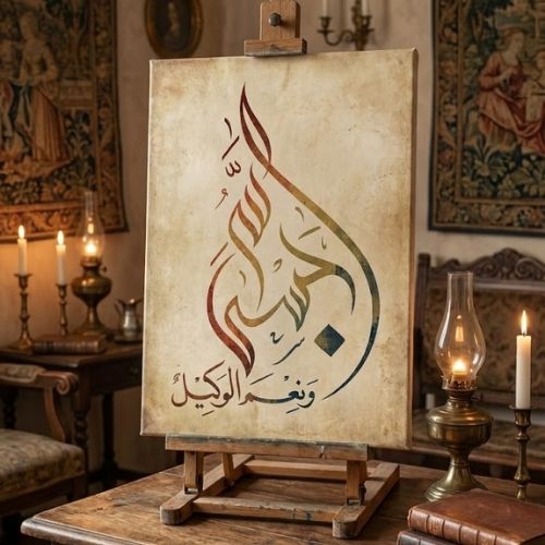 Hasbünallahü Ve Ni'mel Vekil Hat Sanatı Stencil Şablon