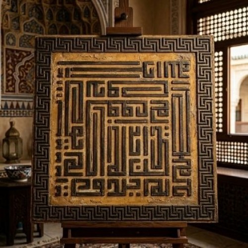 Kufi İhlas Suresi  Stencil Şablon