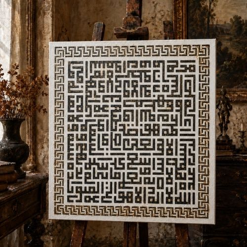 Kufi Ayetel Kürsi Stencil Şablon