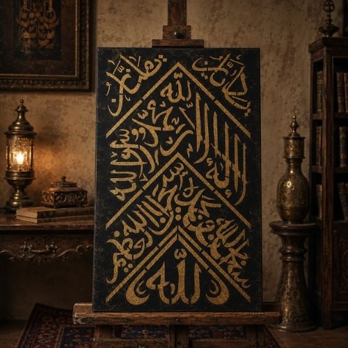 Kisve Örtüsü Stencil Şablonu | İslami Hat Sanatı Deseni