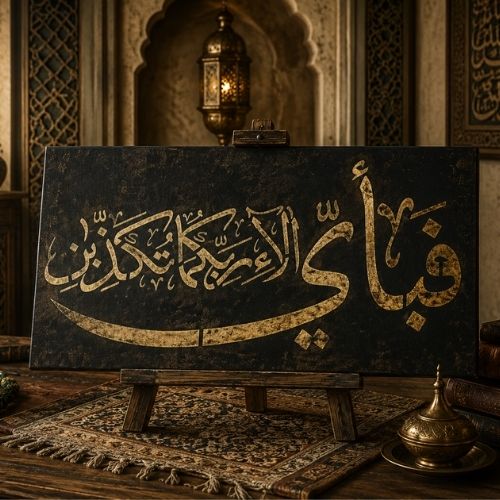 Rahmân Suresi 13. Ayet Hat Sanatı Stencil Şablon