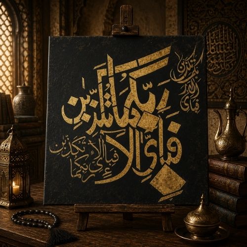 Rahmân Suresi 13. ayet - Hat Sanatı Stencil Şablon