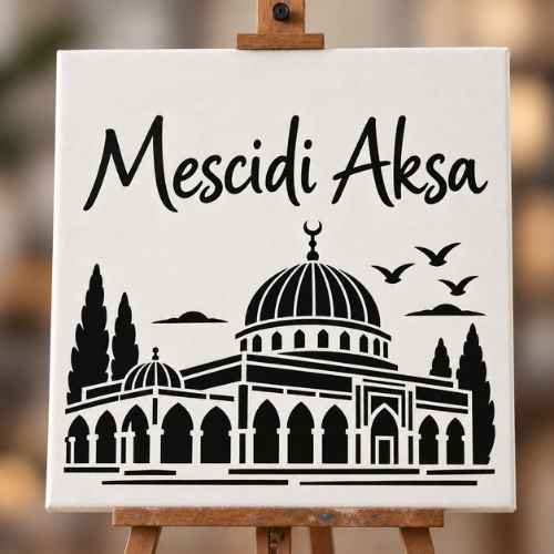 Mescidi Aksa Stencil Şablon | Kudüs İslami Boyama Şablonu