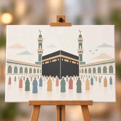 Kabe ve Hac Stencil Şablon | Umre Temalı Boyama Şablonu