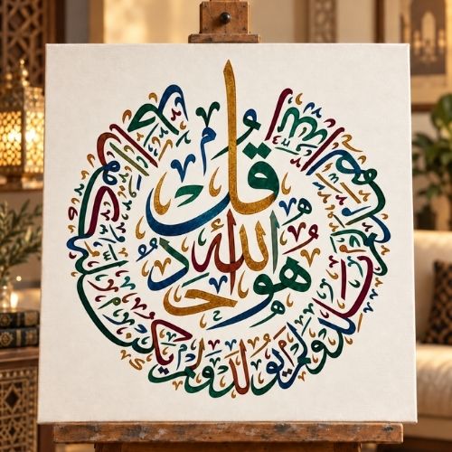 İhlas Suresi Hat Sanatı Stencil Şablon | Dini Duvar Deseni