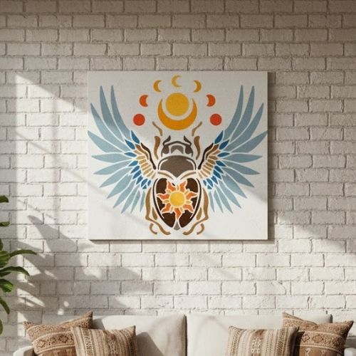 Antik Mısır Scarab Deseni Stencil Şablon