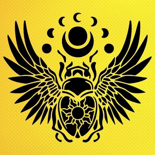 Antik Mısır Scarab Deseni Stencil Şablon