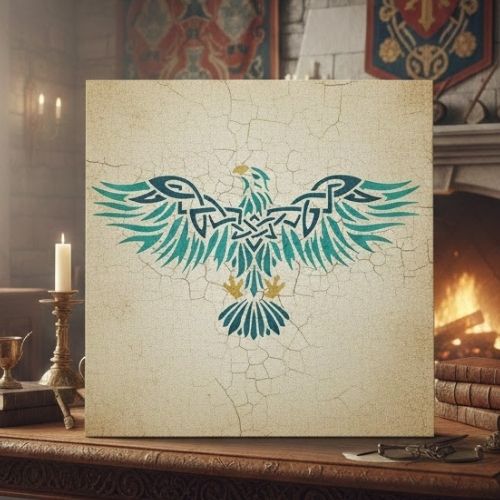 Kelt Kartalı Etnik Desen Stencil Şablon