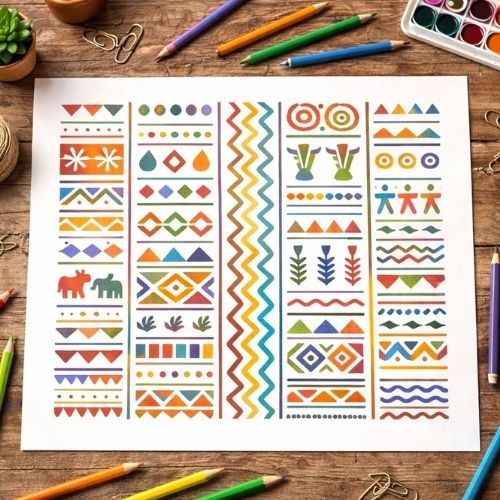 Dekoratif Etnik Afrika Deseni Stencil Şablon