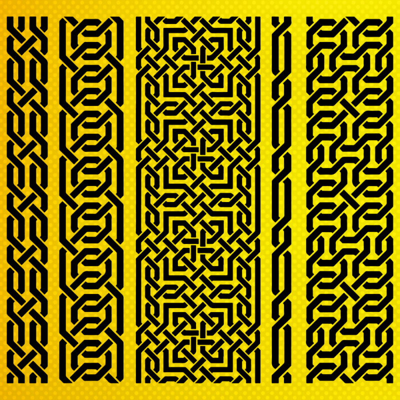 Geometrik Zincir Bordür Desen Stencil Şablon Geometrik Zincir Bordür Desen Stencil Şablon