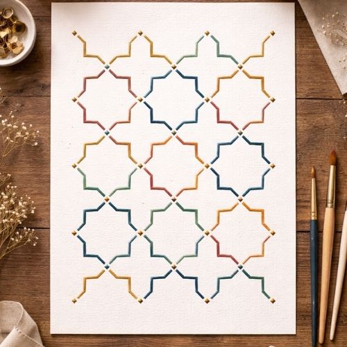 Geometrik Desen Stencil Şablon