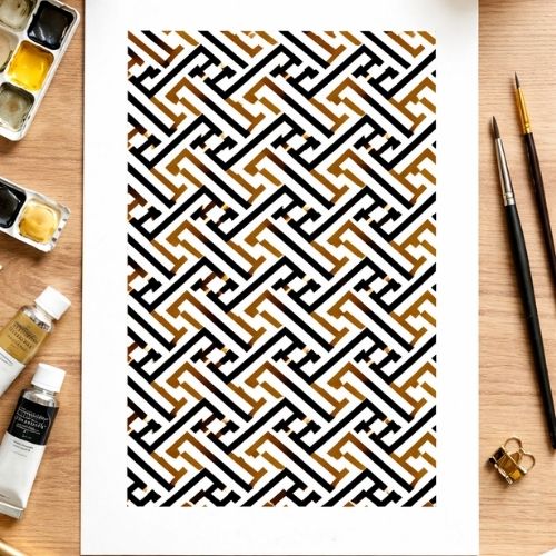 Geometrik Tasarım Stencil Şablon