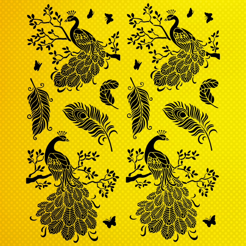 Tavus Kuşu Stencil Tavus Kuşu Stencil