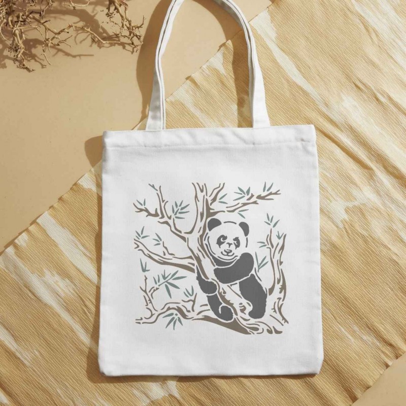 Panda ve Ağaç Stencil Şablon Panda ve Ağaç Stencil Şablon