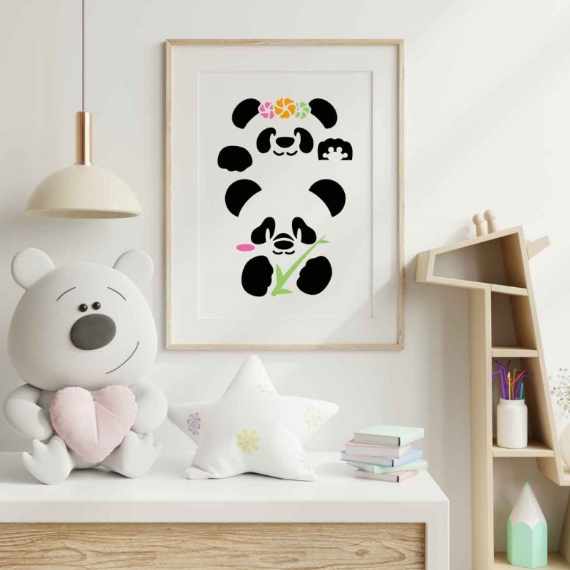 Panda Stencil Şablon Panda Stencil Şablon