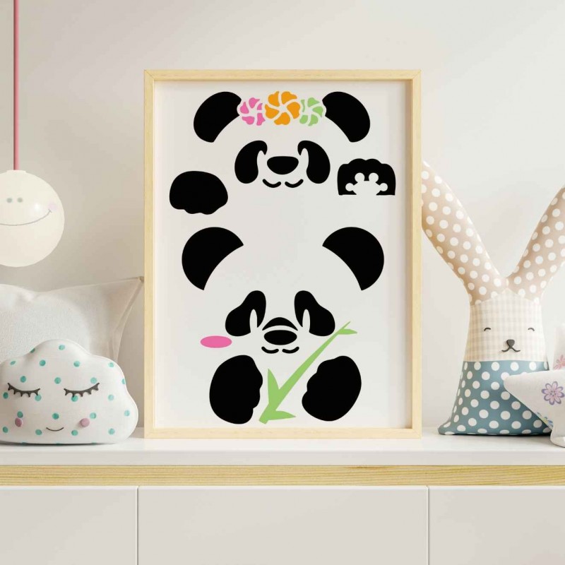 Panda Stencil Şablon Panda Stencil Şablon