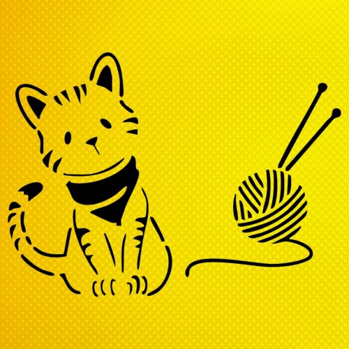 Kedi Yumak İplik Stencil Şablon