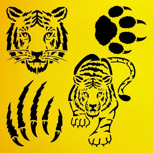 Kaplan Pençe ve Pati Deseni Stencil Şablon Kaplan Pençe ve Pati Deseni Stencil Şablon