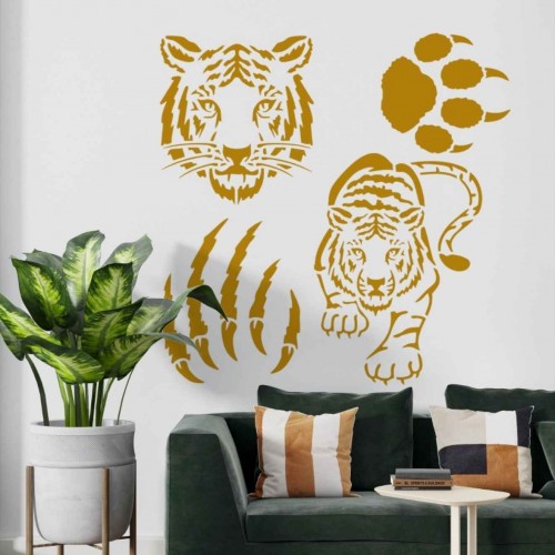 Kaplan Pençe ve Pati Deseni Stencil Şablon Kaplan Pençe ve Pati Deseni Stencil Şablon