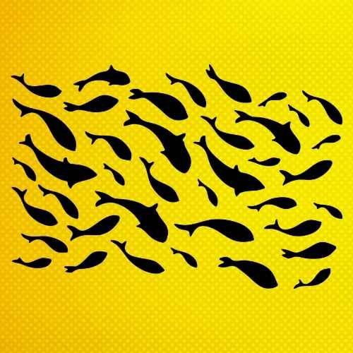 Balık Sürüsü Stencil Şablon
