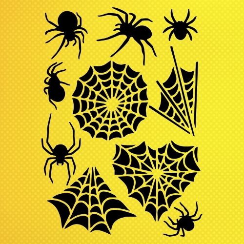 Örümcek ve Ağ Deseni Stencil Şablon