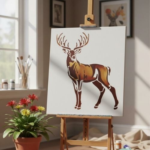 Geyik Tasarımı Stencil Şablon