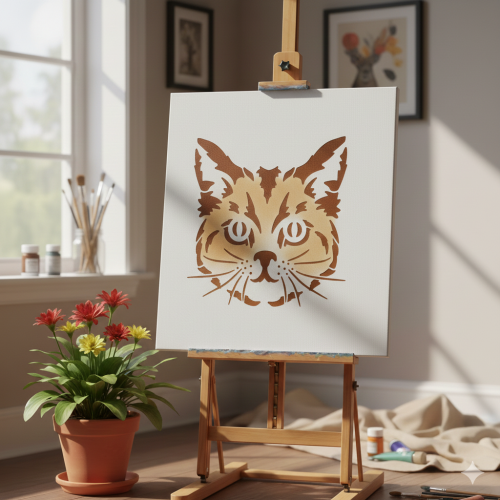 Kedi Tasarımı Stencil Şablon