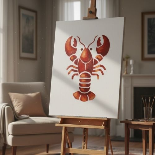 Istakoz Figürü Stencil Şablon