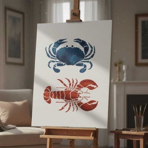 Yengeç ve Istakoz Stencil Şablon