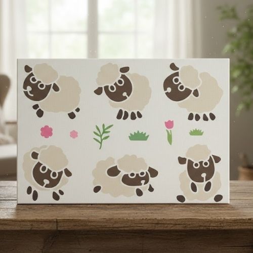 Koyun Desenleri Stencil Şablon