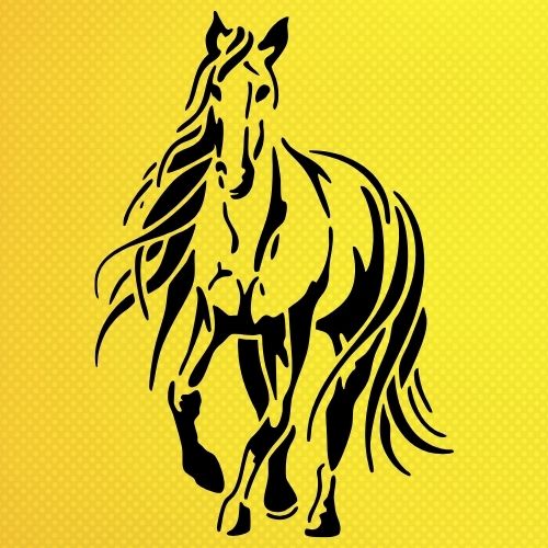 Koşan At Silüeti Stencil Şablon