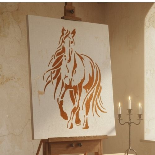 Koşan At Silüeti Stencil Şablon