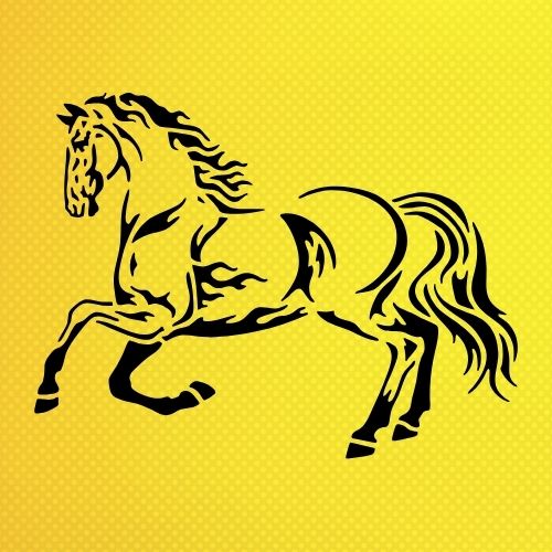 Koşan At Deseni Stencil Şablon