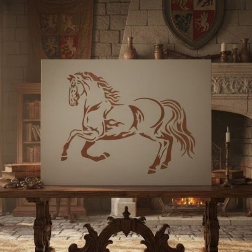 Koşan At Deseni Stencil Şablon
