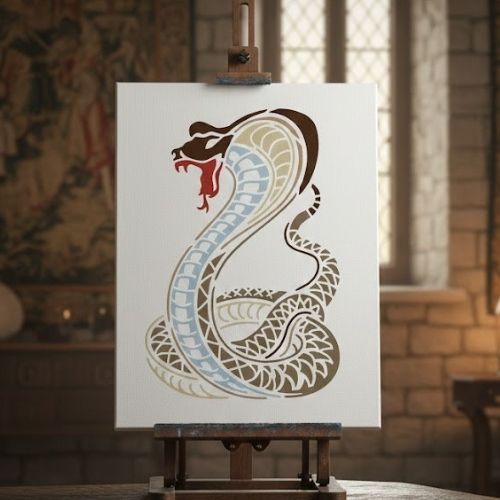 Kobra Yılanı Stencil Şablon