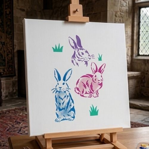 Tavşan Desenleri Stencil Şablon